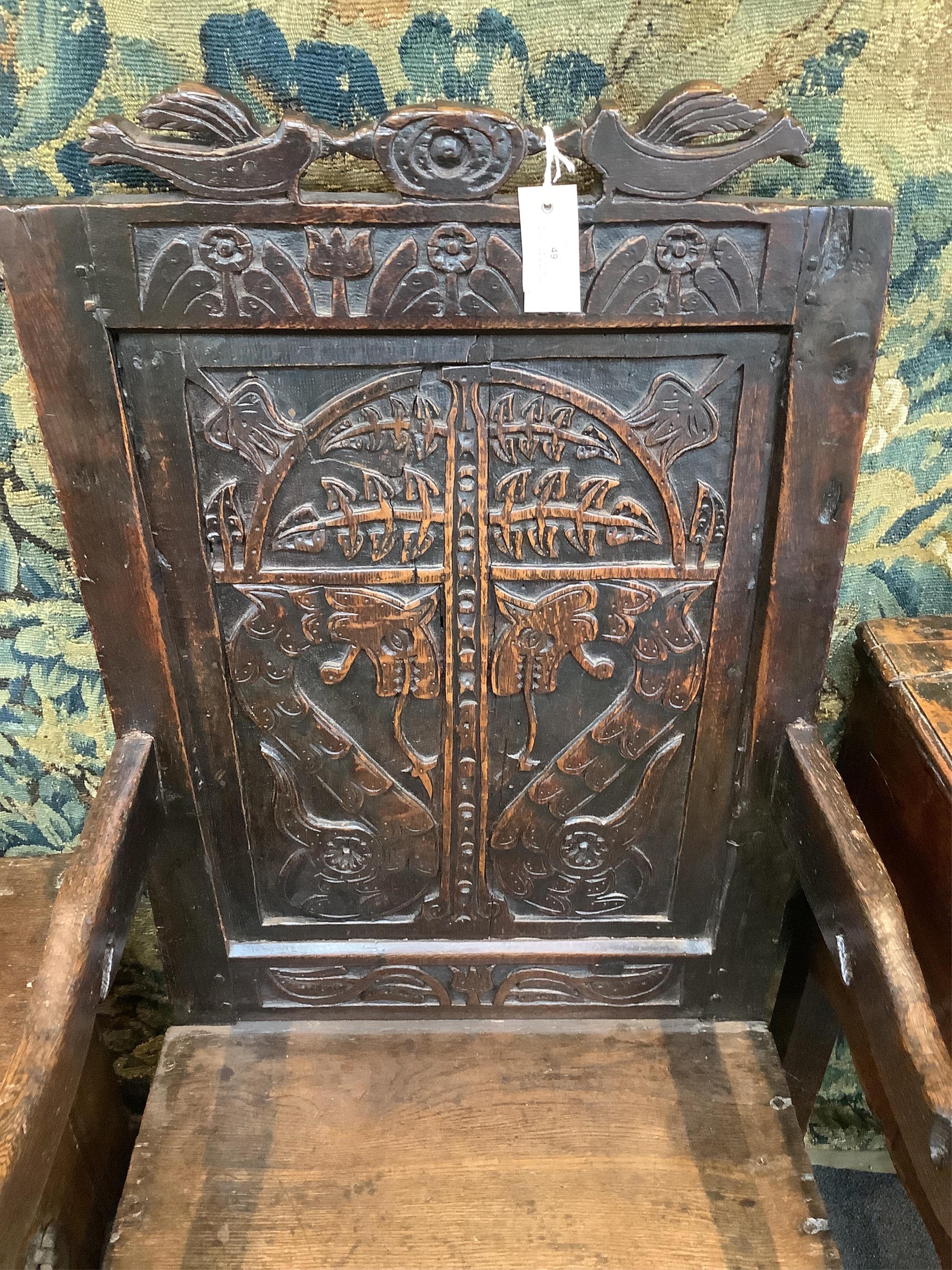 A 17th century and later Yorkshire oak Wainscot elbow chair